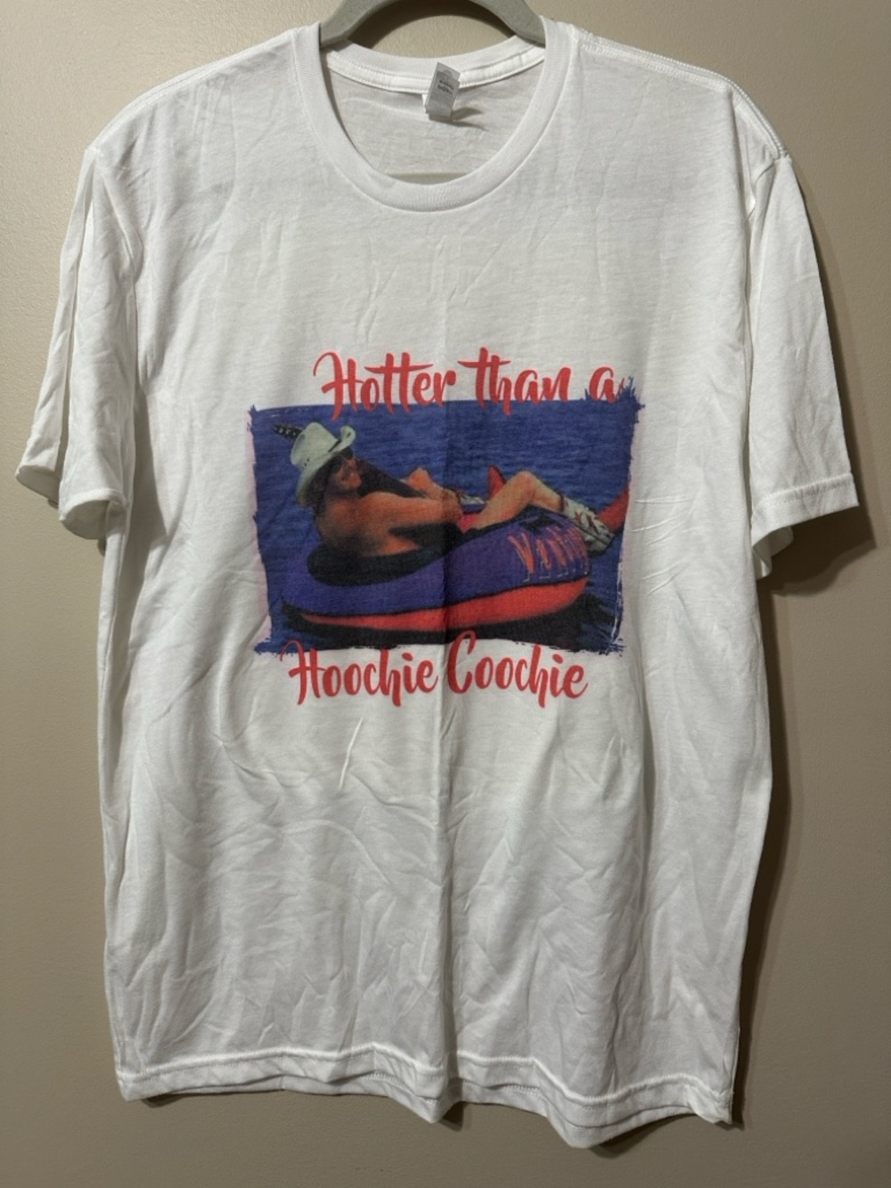 Next Level Apparel White Tee with Hotter than a Hoochie Coochie Graphic